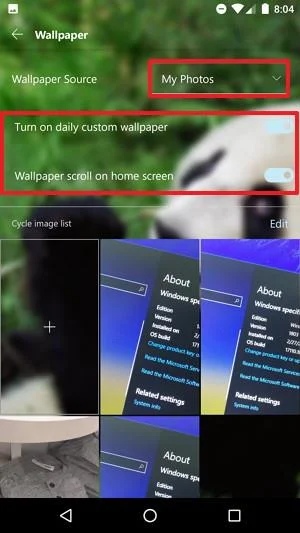 Configuración de fotos para la rotación de fondos de pantalla