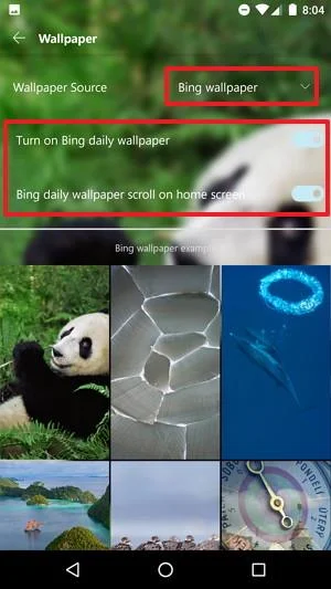 Configuración de rotación de fondo de pantalla de Bing
