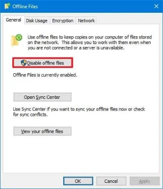 How to enable Offline Files on Windows 10