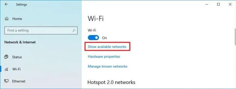 Afișare rețele Wi-Fi disponibile