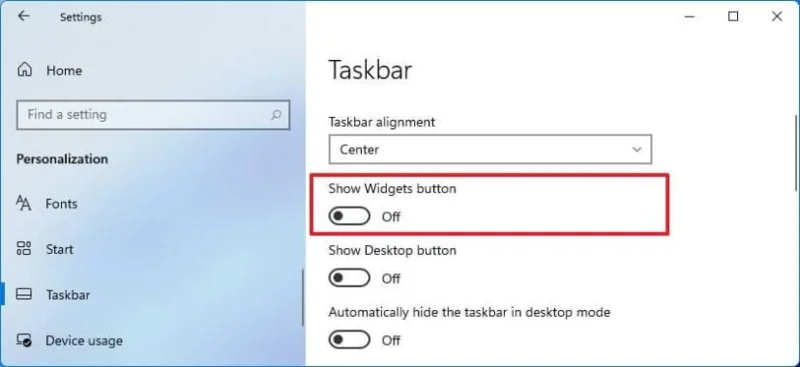 How to remove Widgets from taskbar on Windows 11