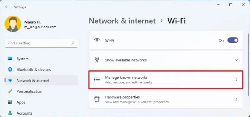 Adăugarea unei conexiuni Wi-Fi pe Windows 11