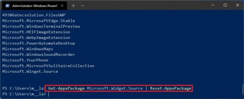 How to reset app using PowerShell on Windows 11