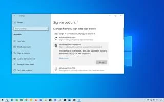 Как удалить отпечаток пальца Windows Hello в Windows 10