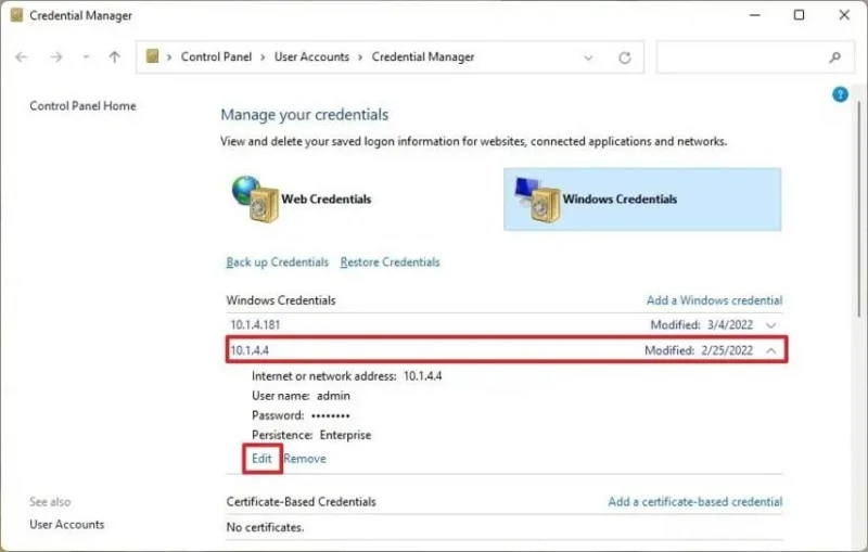 Изменение данных для входа в Windows 11