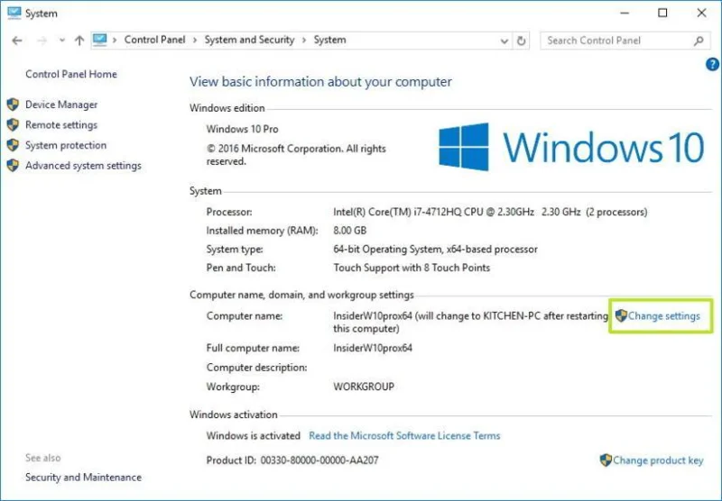 How to change PC name on Windows 10