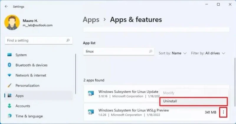 How to uninstall WSL on Windows 11
