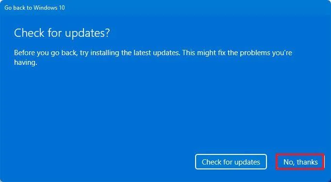 How to revert back to Windows 10 from Windows 11