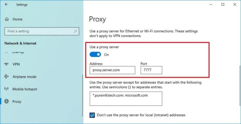 How to set up proxy server on Windows 10