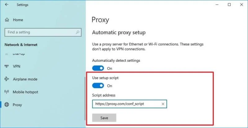 How to set up proxy server on Windows 10