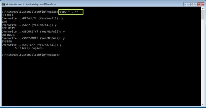 How to restore Registry from secret backup on Windows 10
