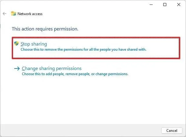 How to stop sharing folder on Windows 11