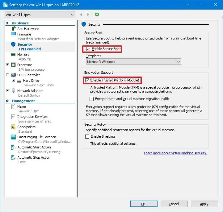How to enable TPM and Secure Boot on Hyper-V to install Windows 11 on VM