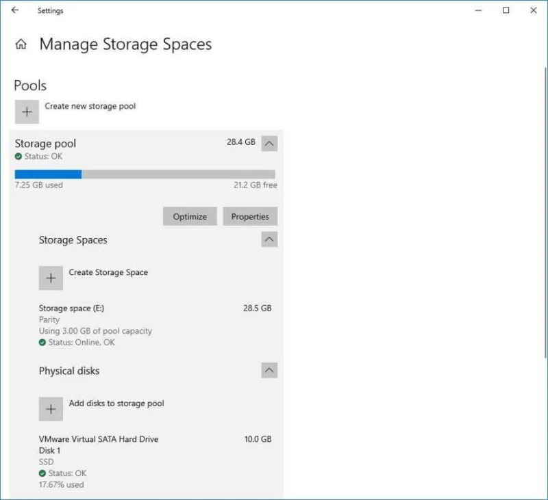WINDOWS 10 BRINGS STORAGE SPACES TO SETTINGS APP