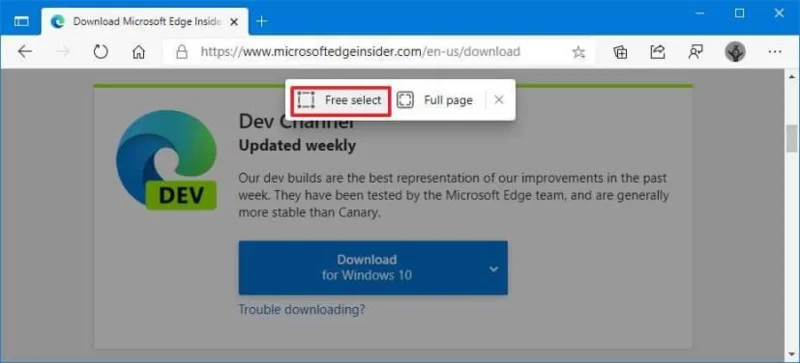 How to take webpage screenshot on Microsoft Edge