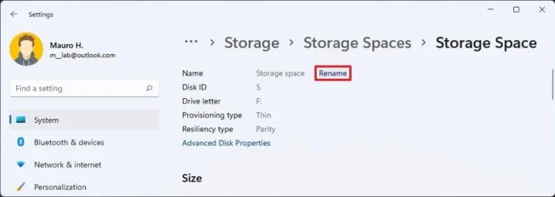 How to create parity volume with Storage Spaces in Settings on Windows 11