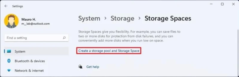 How to create parity volume with Storage Spaces in Settings on Windows 11