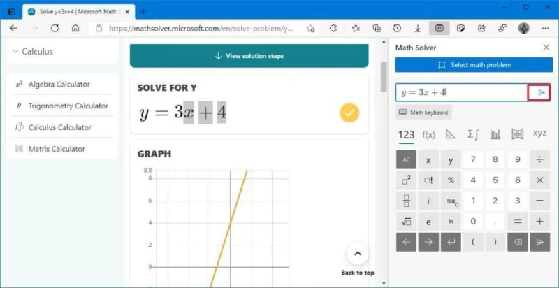 How to use Math Solver on Microsoft Edge