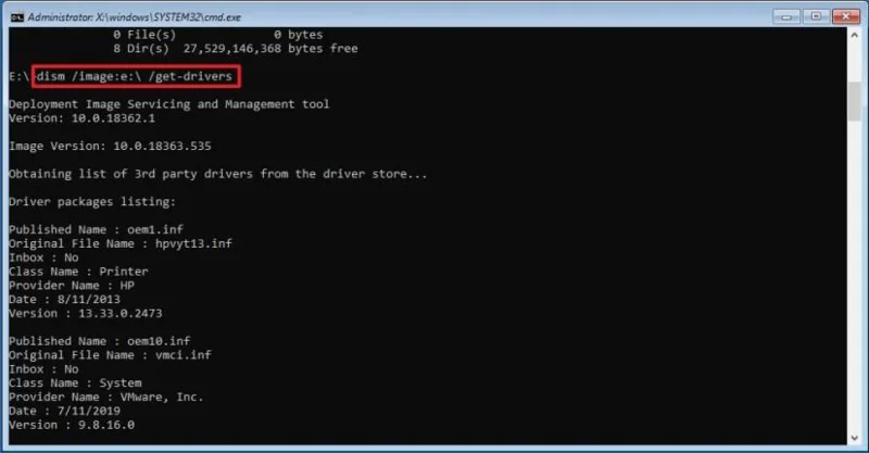 How to uninstall driver from recovery environment on Windows 10