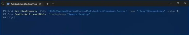 How to enable Remote Desktop using PowerShell on Windows 10