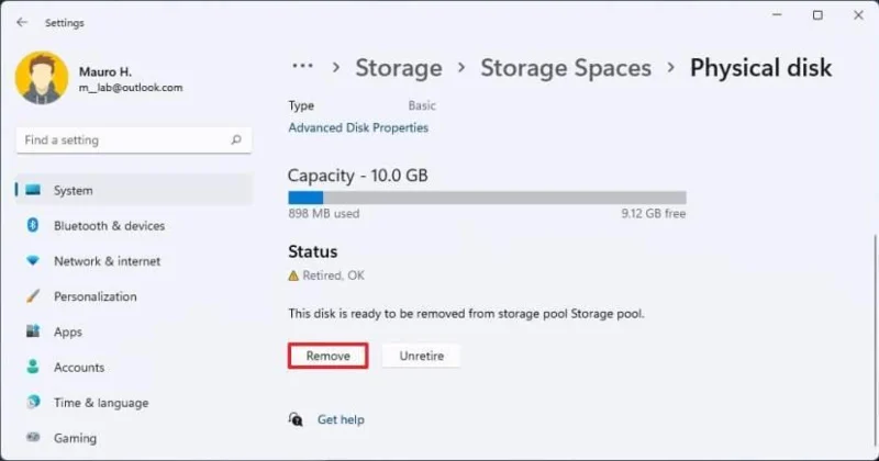How to create parity volume with Storage Spaces in Settings on Windows 11