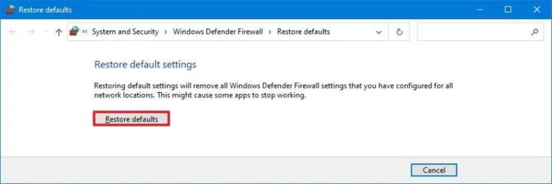How to reset firewall settings on Windows 10