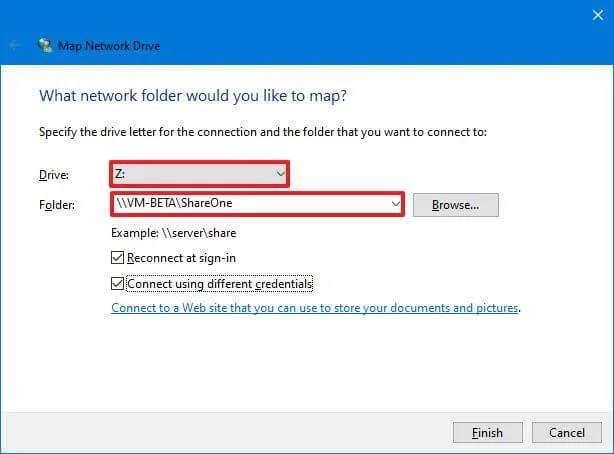 How to map network drive on Windows 10