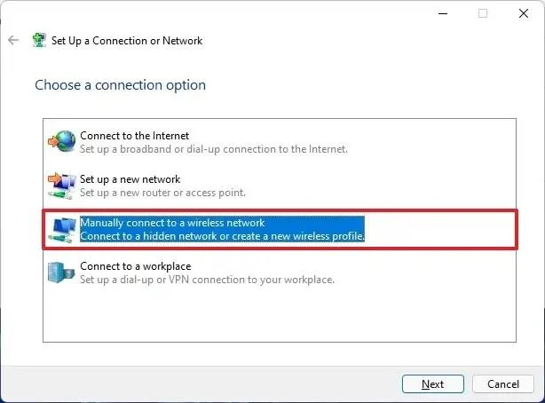 Adăugarea unei conexiuni Wi-Fi pe Windows 11