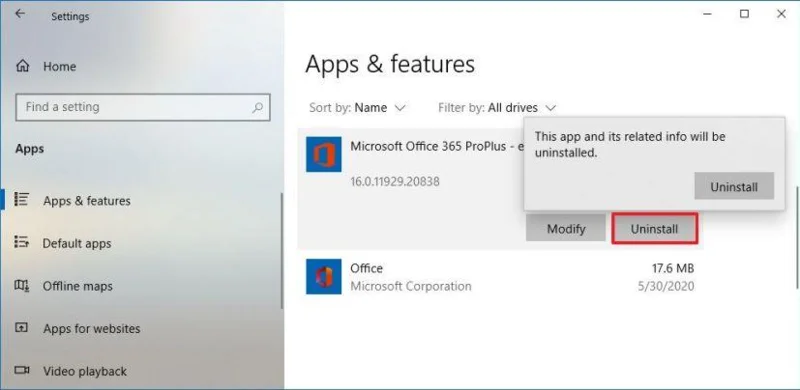 How to uninstall Microsoft 365 Office on Windows 10