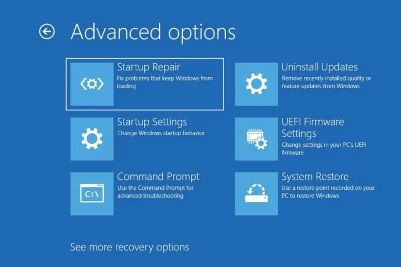 How to access Advanced startup options on Windows 10