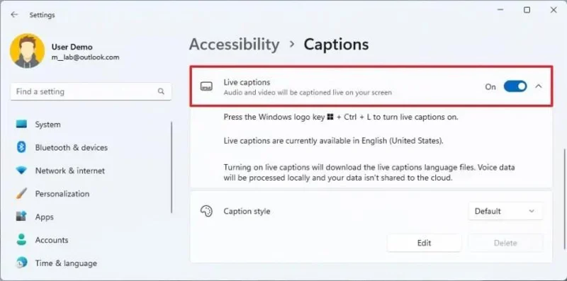 How to enable Live Captions on Windows 11