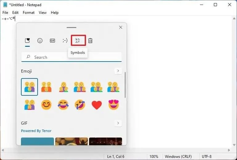 How to insert symbols on Windows 11