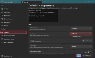 Как изменить шрифт по умолчанию в терминале Windows