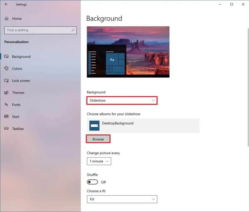 How to change background image on Windows 10