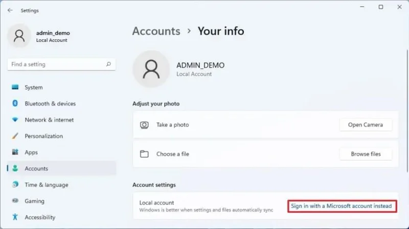How to link local account with Microsoft account on Windows 11