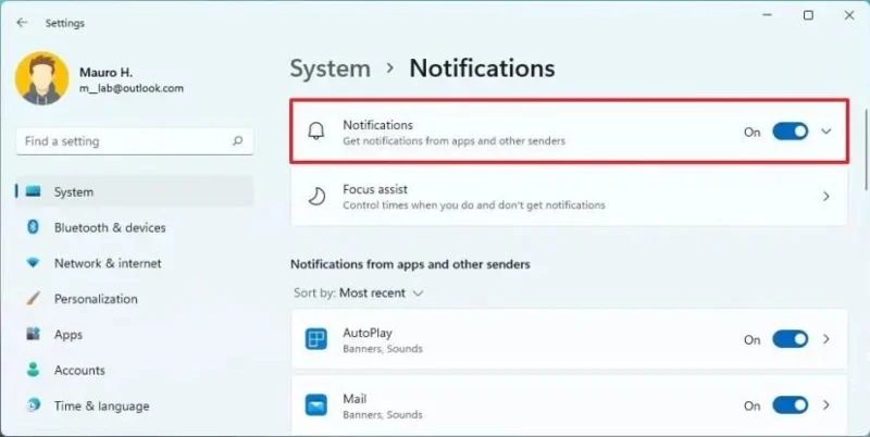 How to disable notifications on Windows 11