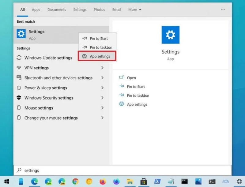 How to reset Windows 10 Settings app when not working