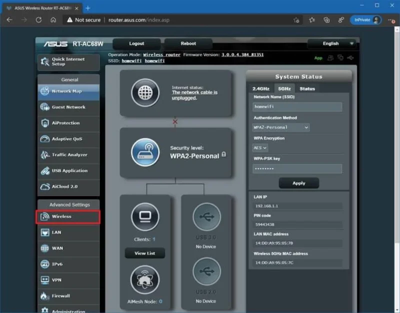 Setări Wi-Fi router