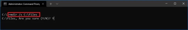 How to delete folder with subfolders using command line on Windows 10