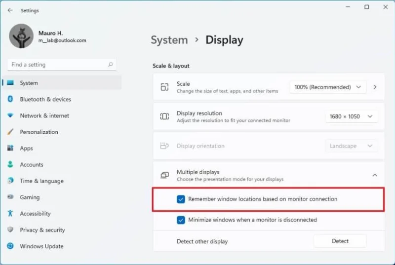How to enable or disable remember window locations on Windows 11