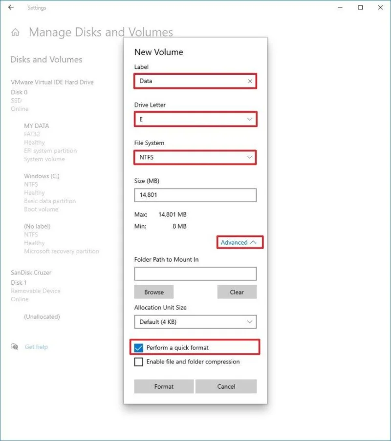 How to format hard drive using Settings on Windows 10