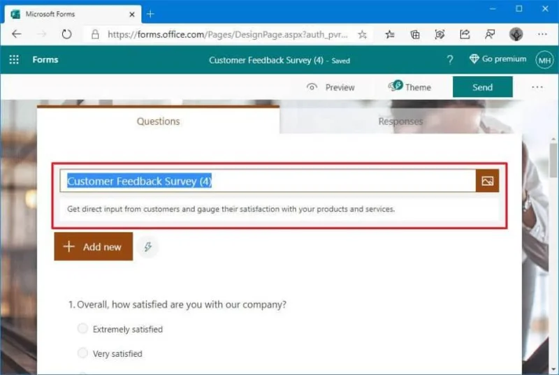 How to create survey with Microsoft Forms