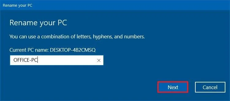 How to change PC name on Windows 10