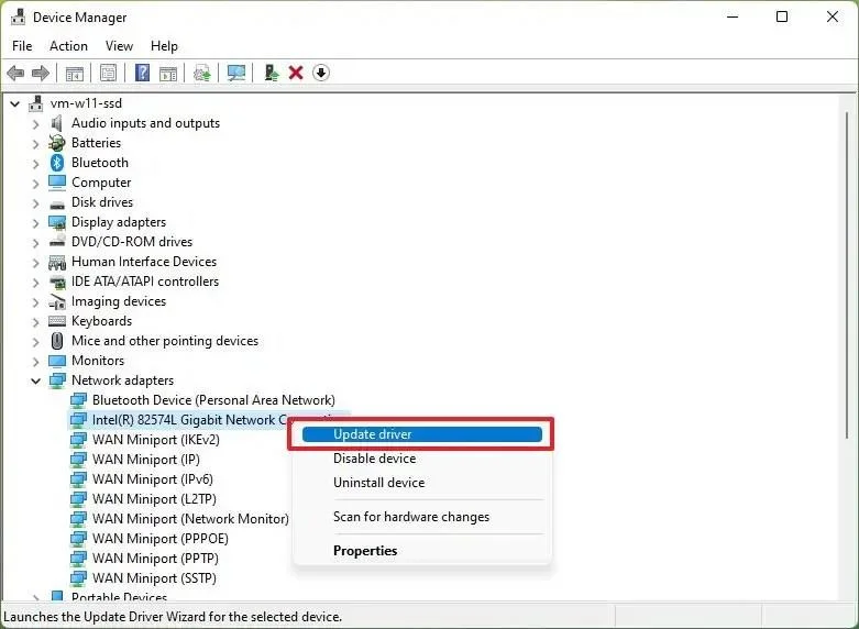 Driver update in Device Manager