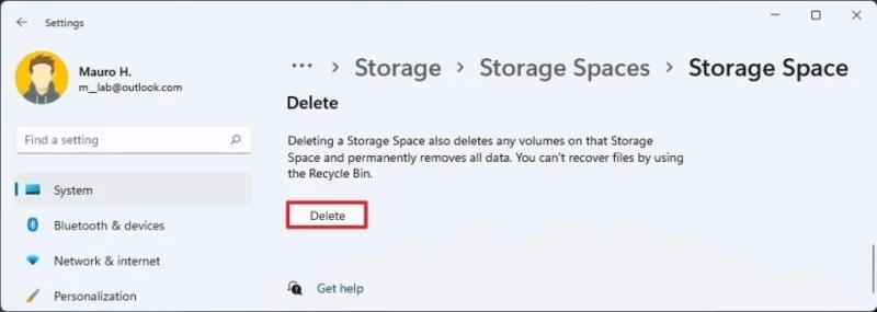 How to create parity volume with Storage Spaces in Settings on Windows 11