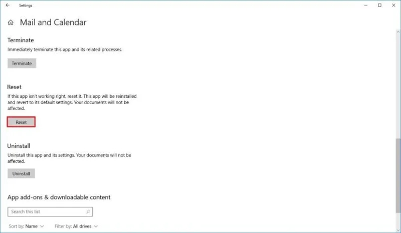 How to properly reset an app on Windows 10
