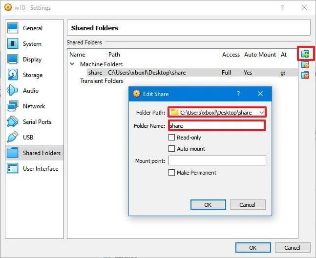 How to create shared folder for virtual machine on VirtualBox