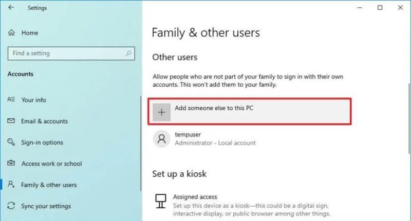 How to create local account on Windows 10