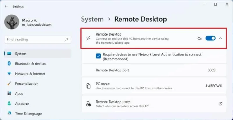 How to enable Remote Desktop on Windows 11