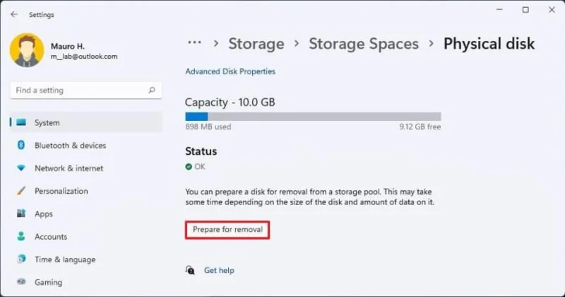 How to create parity volume with Storage Spaces in Settings on Windows 11